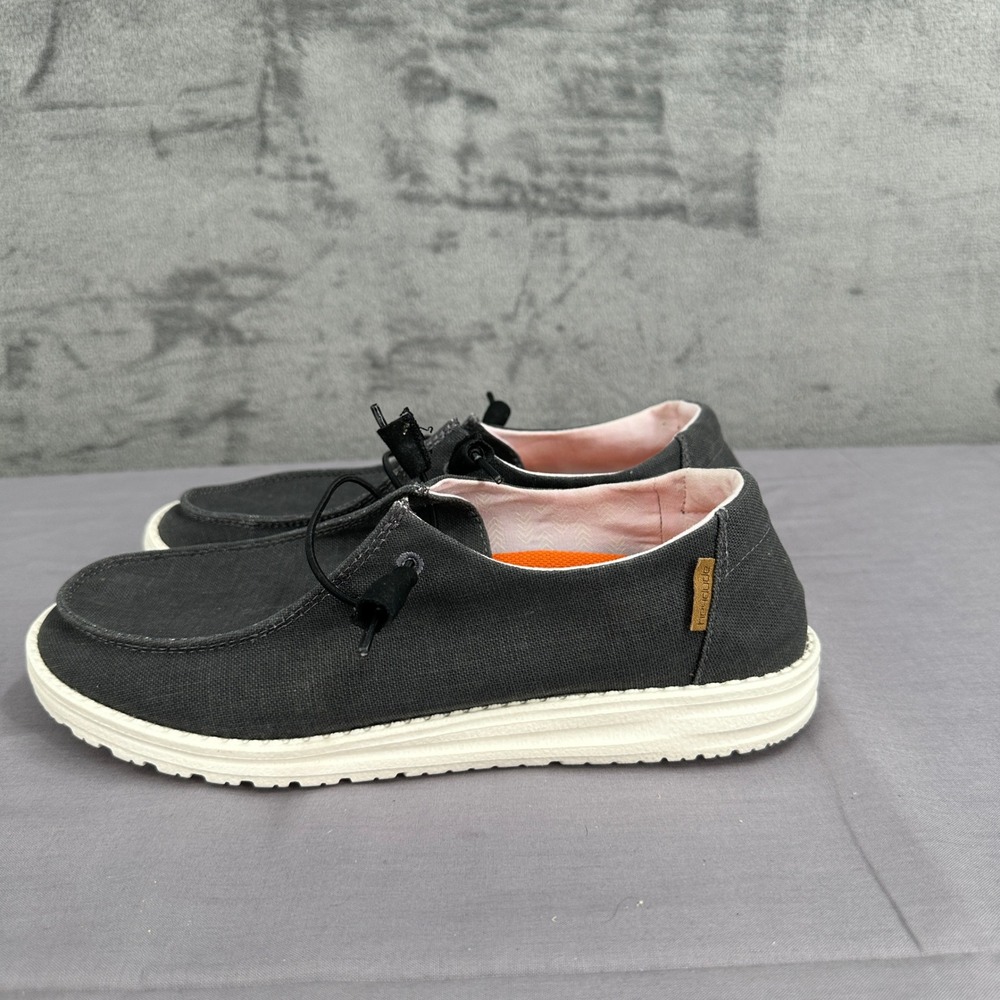Hey Dude Wendy Slip On Shoes Womens 10 Off Black Chambray Comfort Walking - Picture 4 of 9
